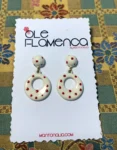 Pendientes de flamenca para niñas Beige lunares rojos