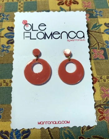 Pendientes de flamenca para niñas coral