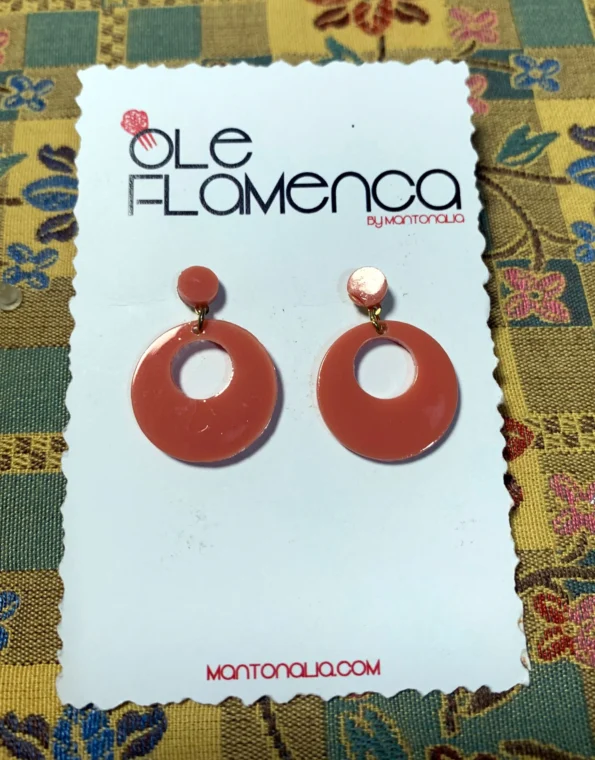 Pendientes de flamenca para niñas coral