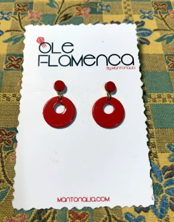 Pendientes de flamenca para niñas rojo