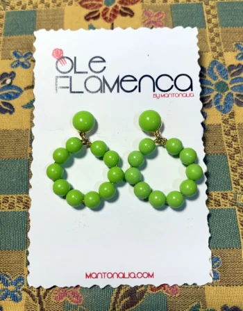Pendientes de flamenca para niñas verde agua