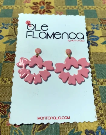 Pendientes de flamenca para niñas rosa