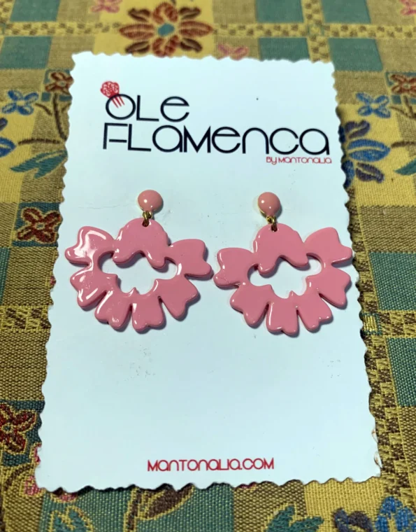 Pendientes de flamenca para niñas rosa