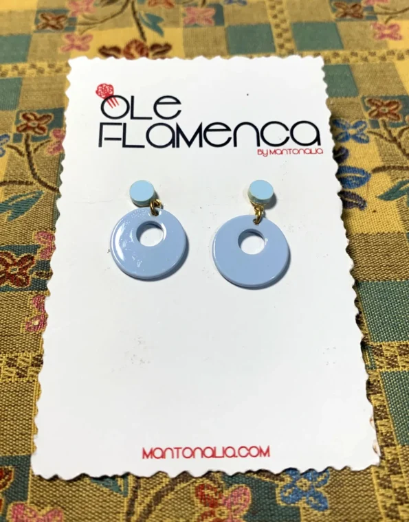 Pendientes de flamenca para niñas celeste