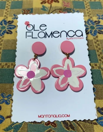 Pendientes de flamenca para niñas rosa