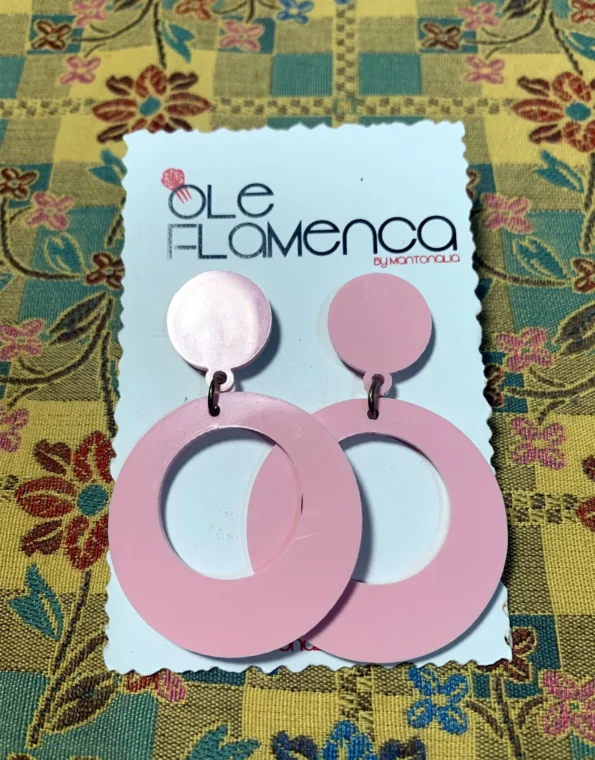 Pendientes de flamenca para niñas rosa