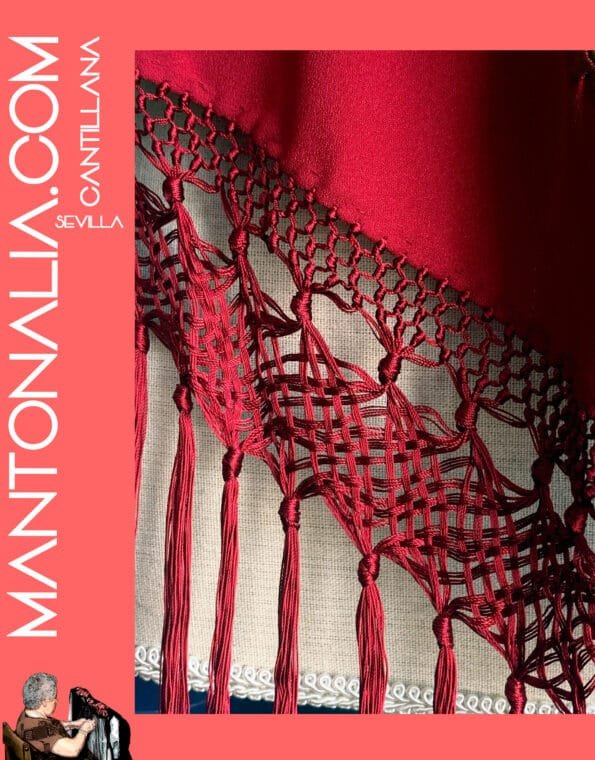 MANTÓN FLAMENCO BASTIDOR BURDEOS