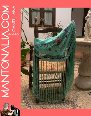 MANTON FLAMENCO BASTIDOR VERDE AGUA