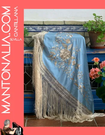 MANTóN FLAMENCO BASTIDOR celeste