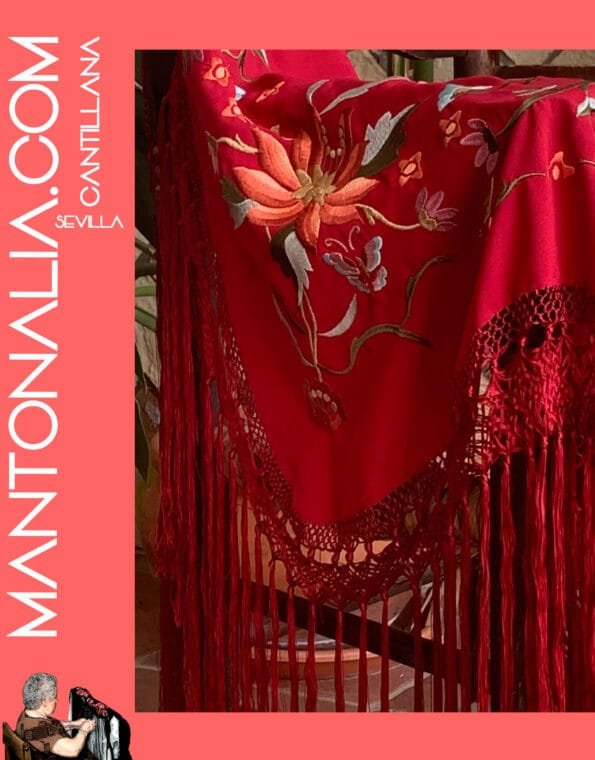 MANTÓN FLAMENCO BASTIDOR BURDEOS