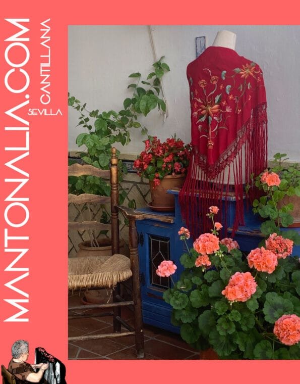 MANTÓN FLAMENCO BASTIDOR BURDEOS