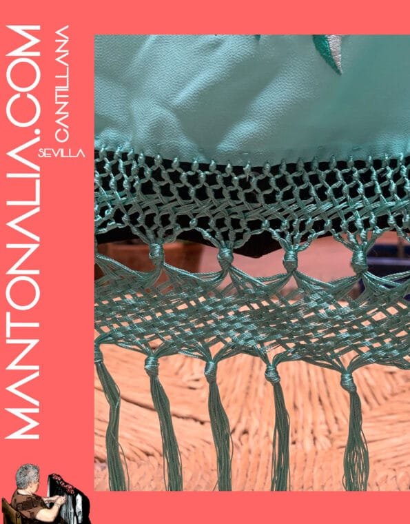 MANTON FLAMENCO BASTIDOR VERDE AGUA