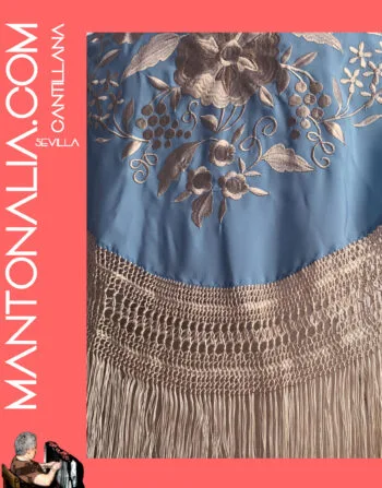 MANTóN FLAMENCO BASTIDOR celeste