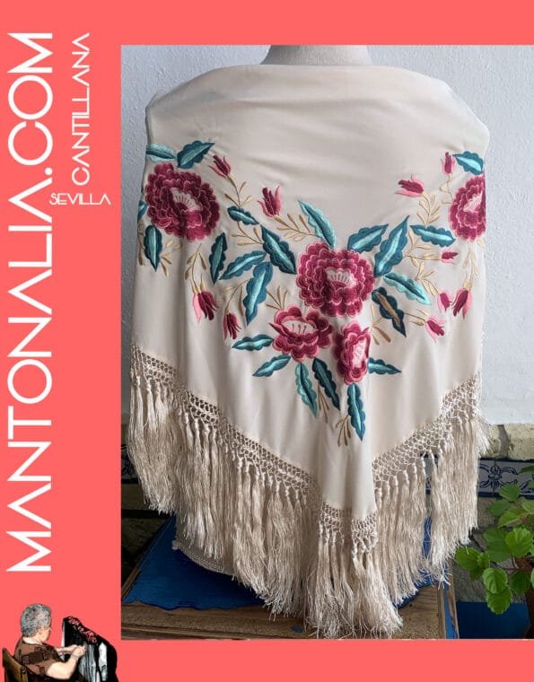 MANTÓN FLAMENCO BASTIDOR beige