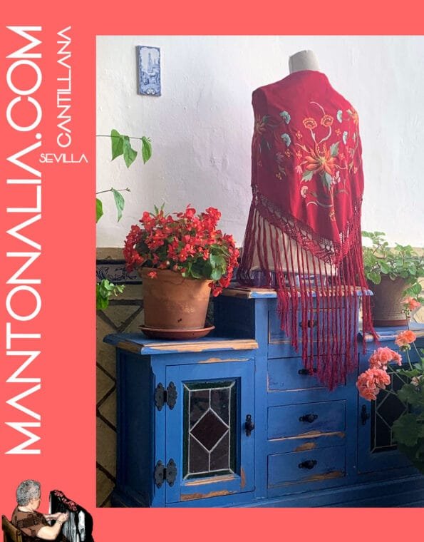 MANTÓN FLAMENCO BASTIDOR BURDEOS