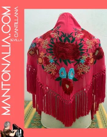 Mantón flamenco de algodón Fucsia