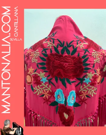 Mantón flamenco de algodón Fucsia