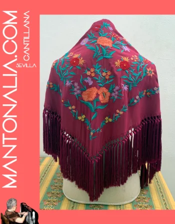 Mantón flamenco de algodón buganvilla