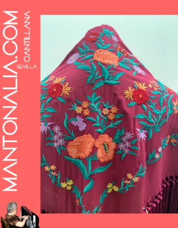 Mantón flamenco de algodón buganvilla