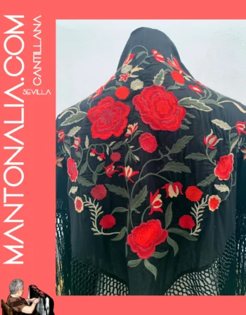 Mantón flamenco de algodón negro