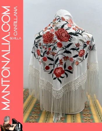 Mantón flamenco de algodón Blanco roto