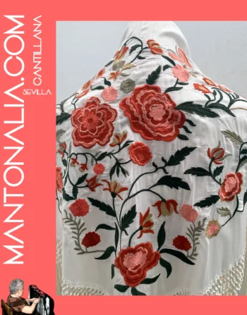 Mantón flamenco de algodón Blanco roto