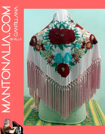 Mantón flamenco de algodón rosa bebé