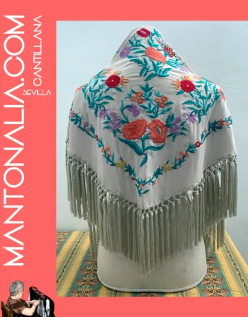 Mantón flamenco de algodón Beige