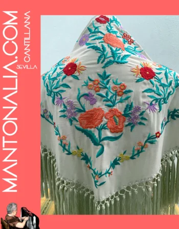 Mantón flamenco de algodón Beige