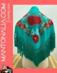 Mantón flamenco de algodón verde esmeralda