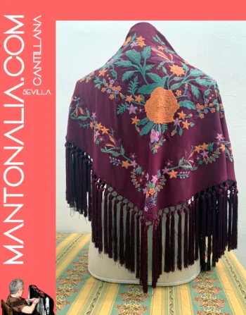 Mantón flamenco de algodón buganvilla