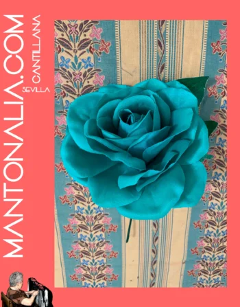 FLOR ROSA FLAMENCA DE COLOR TURQUESA DE 17 CM