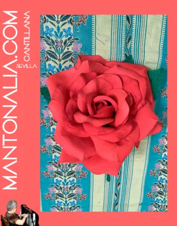 FLOR ROSA FLAMENCA DE COLOR ROJO DE 17 CM