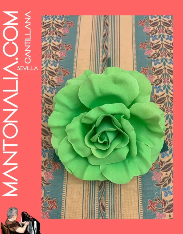 FLOR ROSA FLAMENCA DE COLOR pistacho DE 13CM