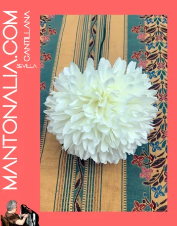 FLOR CLAVEL FLAMENCA DE COLOR BLANCO DE 9CM