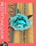 FLOR ROSA FLAMENCA DE COLOR AGUAMARINA DE 9 CM