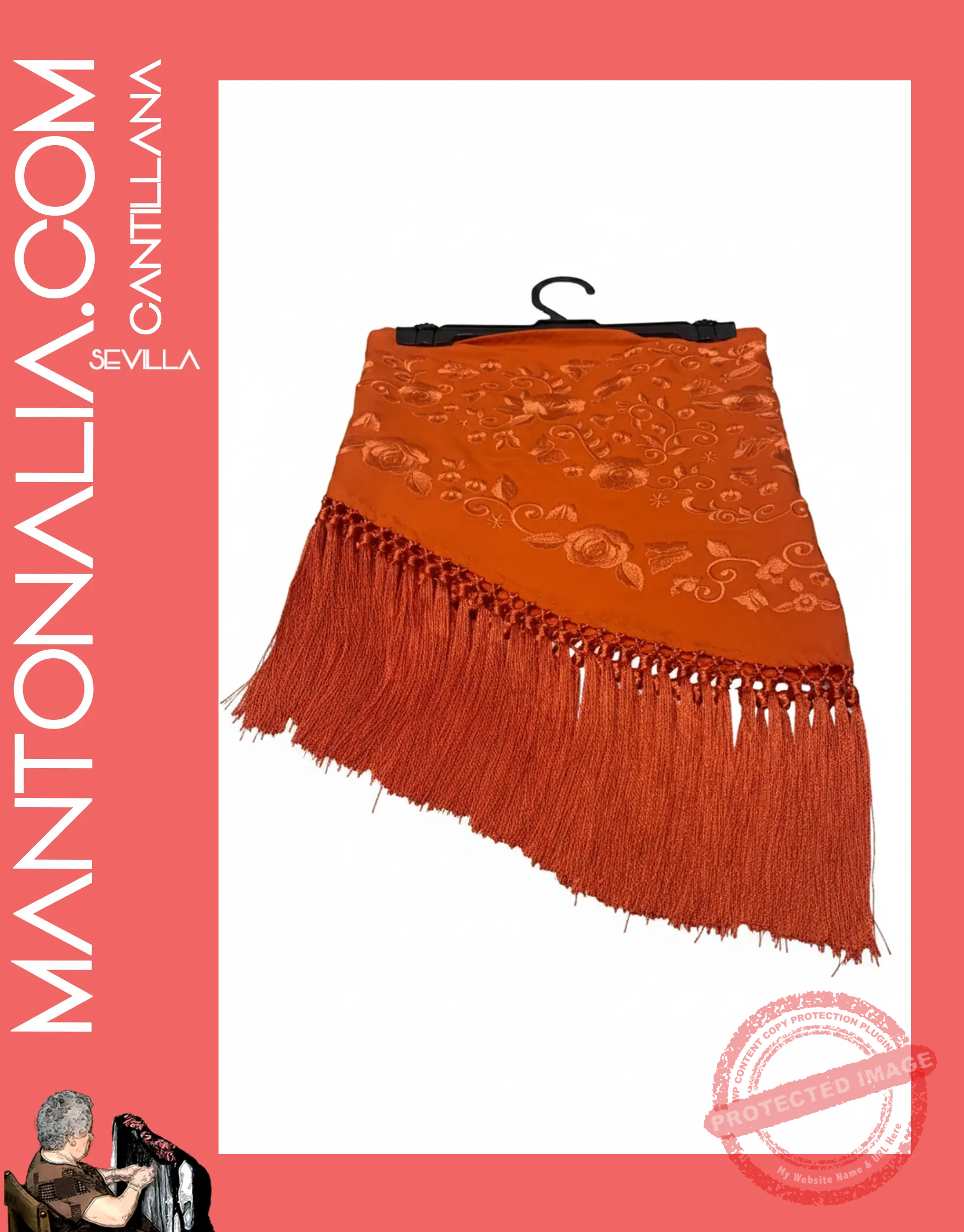 MAN-MED-012 Mantoncillo flamenca Naranja monocolor