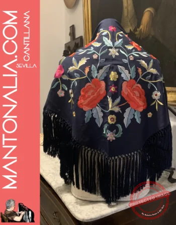 Mantón flamenco Azul