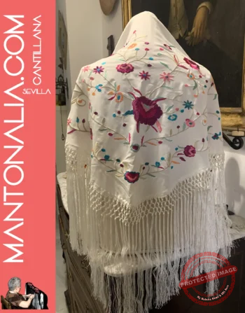 Mantón flamenco Marfil