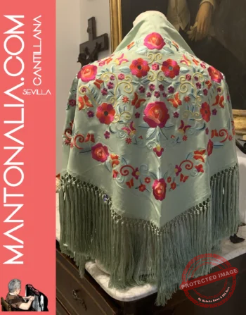 Mantón flamenco Verde agua