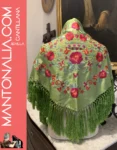 Mantón flamenco Verde Lima