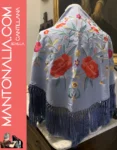 Mantón flamenco Celeste
