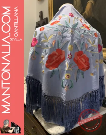 Mantón flamenco Celeste