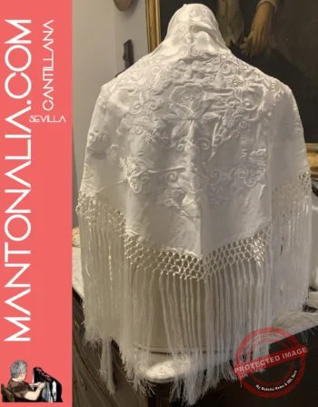 Mantón flamenco Marfil monocolor