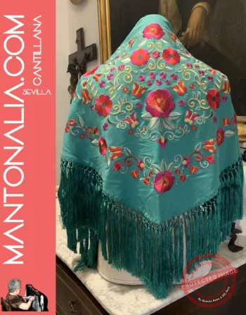 Mantón flamenco Verde agua