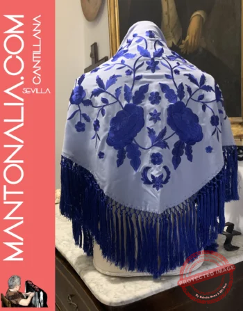 Mantón flamenco Añil