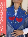 Mantón artesanal Clavellina Azul