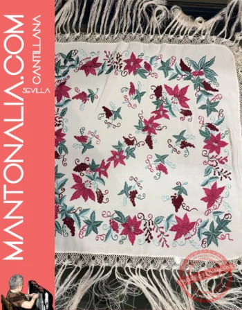 Mantón cuadrado racimos de uva